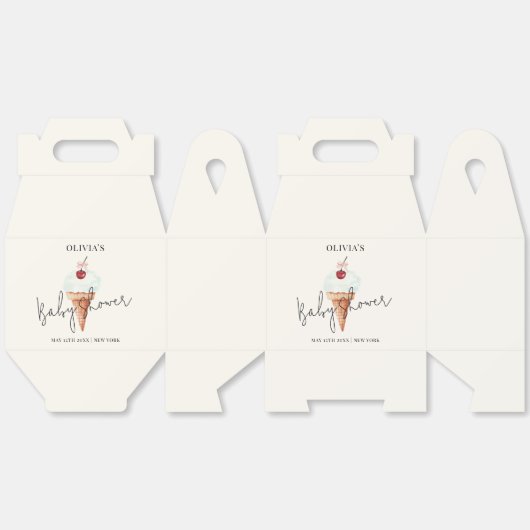 かわいいモダンさくらんぼスコップアイスクリームベビーシャワー フェイバーボックス (見開き)
