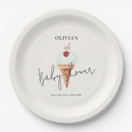 かわいいモダンさくらんぼスコップアイスクリームベビーシャワー ペーパープレート