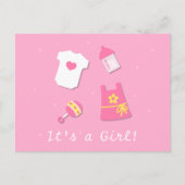 かわいいモダンその女の子の赤ちゃんピンク 案内ポストカード (正面)