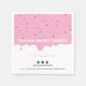 かわいいモダンつや消しの点滴がピンク スタンダードカクテルナプキン (正面)