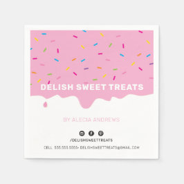 かわいいモダンつや消しの点滴がピンク スタンダードカクテルナプキン