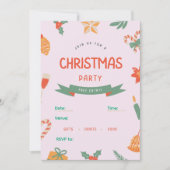 かわいいモダンなクリスマスパーティーの招待状 シーズンカード (正面)
