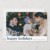 かわいいモダンなネイビーブルーのクリスマスツリー 広々とした写真 シーズンカード (正面)