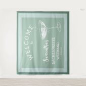 かわいいモダンなブライズパーティー 青いカクテル タペストリー (正面)