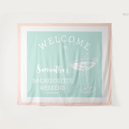 かわいいモダンなブライズメイドパーティーのパステルカラーのカクテル タペストリー (正面(横))