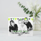 かわいいモダンなペナントフラッグの写真 誕生日ありがとう ポストカード (スタンド正面)