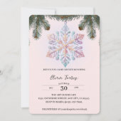 かわいいモダンな冬の雪の結晶 赤ちゃんのおしゃれなシャワー 招待状 (正面)