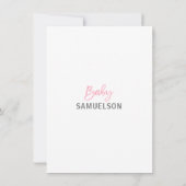 かわいいモダンな女の子のピンクのママ象とベビーシャワー 招待状 (裏面)