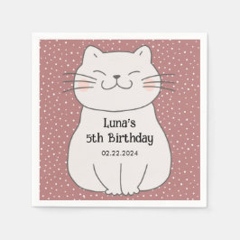 かわいいモダンな子猫の誕生日 スタンダードカクテルナプキン