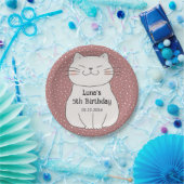 かわいいモダンな子猫の誕生日 ペーパープレート (パーティー)