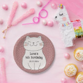 かわいいモダンな子猫の誕生日 ペーパープレート (パーティー)