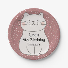 かわいいモダンな子猫の誕生日 ペーパープレート