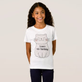 かわいいモダンな子猫の誕生日 Tシャツ (正面フル)