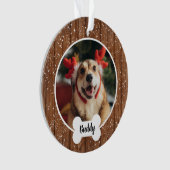 かわいいモダンな木製の犬の骨のクリスマス オーナメント (正面)