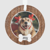 かわいいモダンな木製の犬の骨のクリスマス オーナメント (裏面)