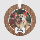 かわいいモダンな木製の犬の骨のクリスマス オーナメント (正面)