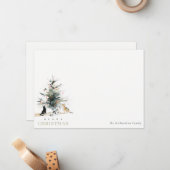 かわいいモダンな水彩ねこねこクリスマスツリー ノートカード (正面/裏面インサイチュ)