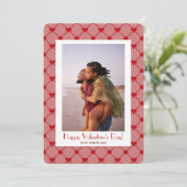 かわいいモダンな赤いハートの写真 バレンタインデー シーズンカード (スタンド正面)