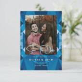 かわいいモダンな青い結婚式 セーブザデート (スタンド正面)