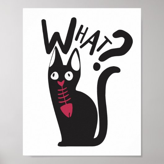かわいいモダンな面白いジョークのキャラクター黒猫いたずら ポスター (正面)