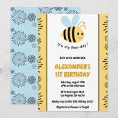 かわいいモダンな1st bee day インビテーション (正面/裏面)