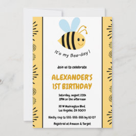 かわいいモダンな1st bee day インビテーション