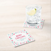 かわいいモダンのクリカスタムスマスパーティー スクエアペーパーコースター (インサイチュ)