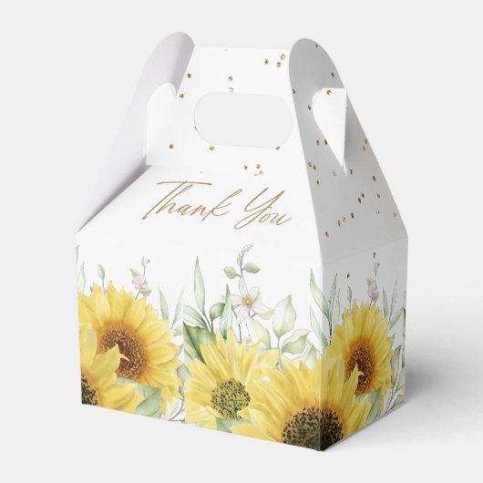 かわいいモダンひまわりフローラ赤ちゃんシャワーありがとう フェイバーボックス (裏面サイド)