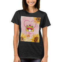 かわいいモダンひまわり恋愛、恋に蛙