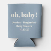 かわいいモダンほこりっぽいブルーベビーシャワー名前をカスタムする 缶クーラー (正面)