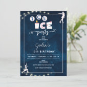かわいいモダンアイススケートで滑る10代のガールバースデーパーティー 招待状 (スタンド正面)