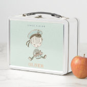 かわいいモダンアクアブルーボーイズリトルセーラー航海の メタルランチボックス (インサイチュ)