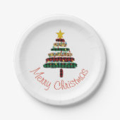 かわいいモダンアニマルプリントクリスマスツリーホリデイ ペーパープレート (正面)