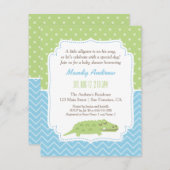 かわいいモダンアリゲーターベビーシャワーパーティー 招待状 (正面/裏面)