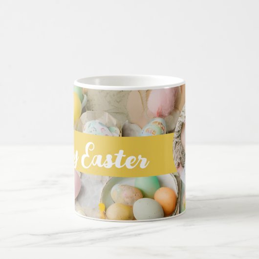 かわいいモダンイースターコラージュのスクラップブックの写真 コーヒーマグカップ (中央)