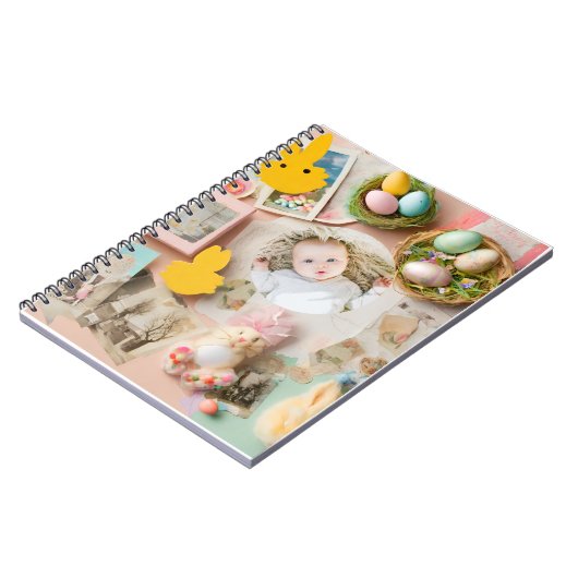 かわいいモダンイースターコラージュのスクラップブックの写真 ノートブック (左側)