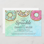 かわいいモダンウォーターカラードーナツベビー散布機 招待状 (正面/裏面)