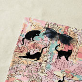 かわいいモダンウォーターカラーパリカフェキャットパーソナライズされた ビーチタオル (インサイチュ)