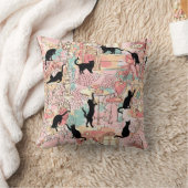 かわいいモダンウォーターカラーパリカフェ猫パターン クッション (ブランケット)