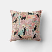 かわいいモダンウォーターカラーパリカフェ猫パターン クッション (裏面)