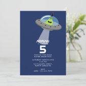 かわいいモダンエイリアンモンスター宇宙キッズ誕生日 招待状 (スタンド正面)
