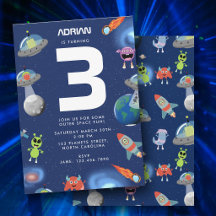 かわいいモダンエイリアンモンスター宇宙キッズ誕生日