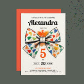 かわいいモダンオレンジカラフルなリボンパーティー水彩 招待状