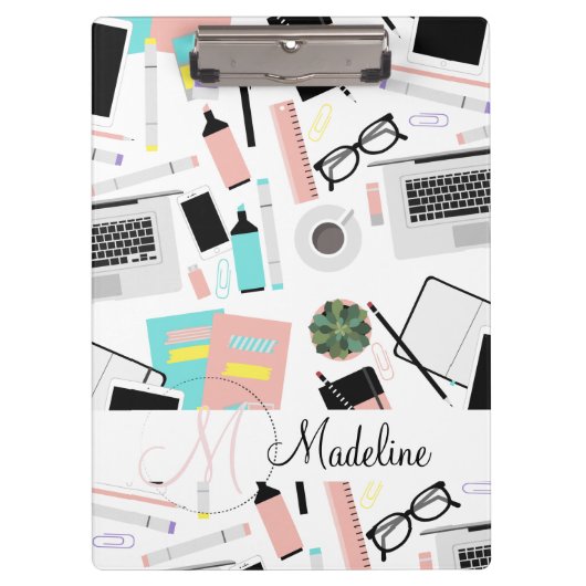 かわいいモダンカスタムデスクトップパターン クリップボード (正面)