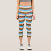かわいいモダンカラフルストライプ カプリレギンス (正面)