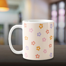 かわいいモダンカラーダイジーパターン コーヒーマグカップ