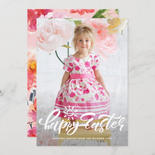 かわいいモダンカリグラフィー イースターの写真 シーズンカード (正面/裏面)