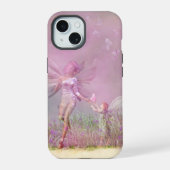 かわいいモダンガーリーピンク蝶妖精 iPhone 15ケース (裏面)