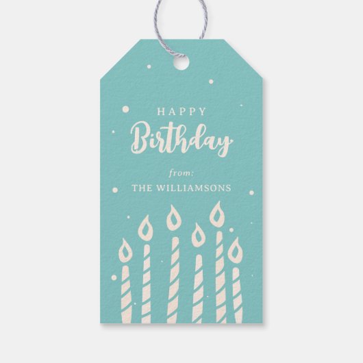 かわいいモダンキャンドルハッピーバースデーグリーティング ギフトタグ (裏面)