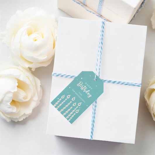 かわいいモダンキャンドルハッピーバースデーグリーティング ギフトタグ